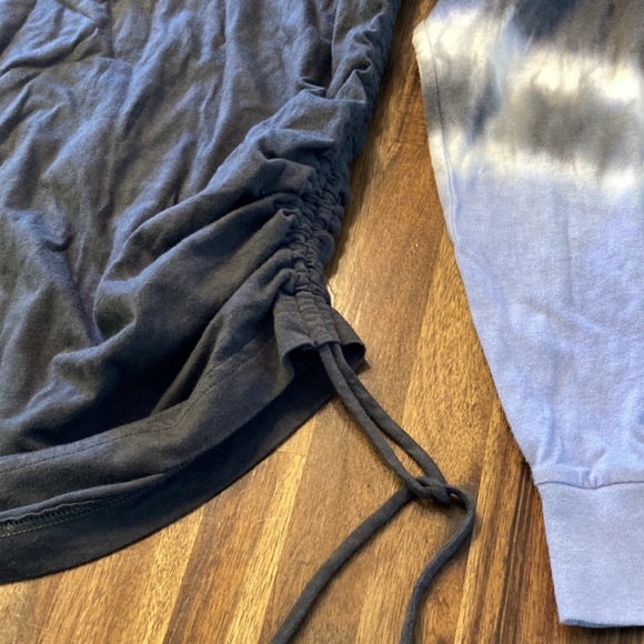 PINK Victoria's Secret Black Tee with Blue Tie-Dye Sleeves - Picture 3 of 5